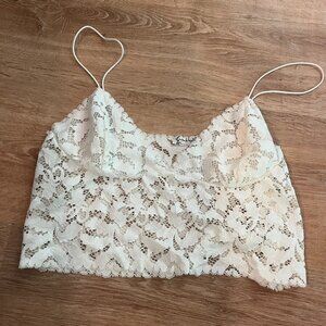 Free People Intimately Lace Cami Cropped White Top L